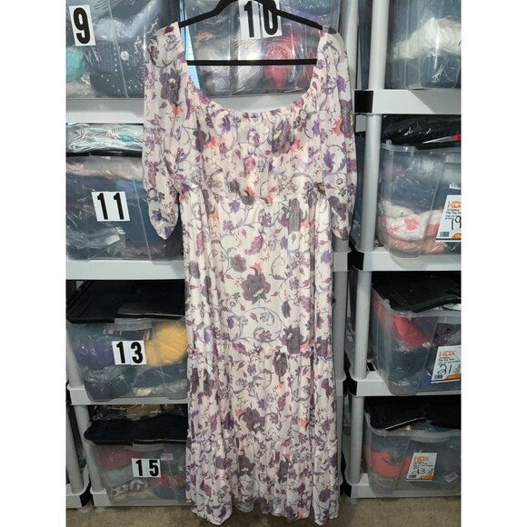 TORRID Maxi Dress Off-Shoulder Tiered Puff Sleeve Floral sz. 4 - Picture 3 of 7